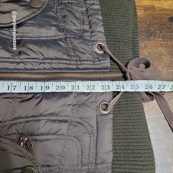 Vtg Y2K MIXIT Quilted Puffer Bomber Jacket Coat 1X Faux Fur Hood Brown Aviator - Picture 9 of 11